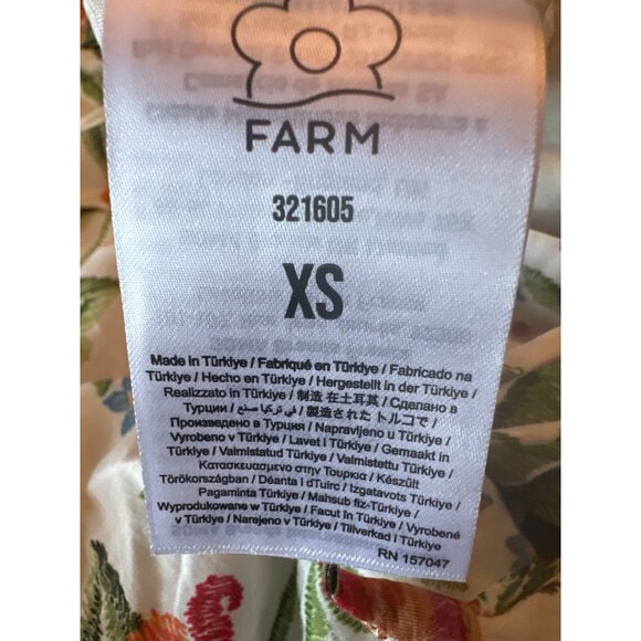 Farm Rio XS Floral Puff Sleeve Smocked Mini Dress Tie Ruffle Details Multicolor - Picture 6 of 7